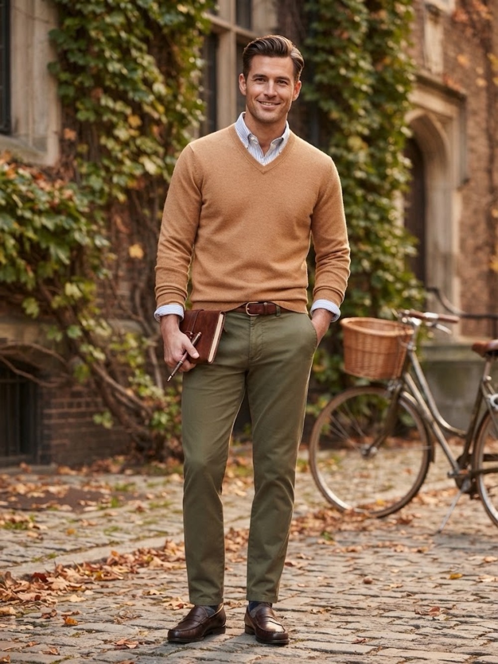 Nordstrom 100% Fine Merino Wool Men's Camel V-Neck Sweater - Light Brown. Size M